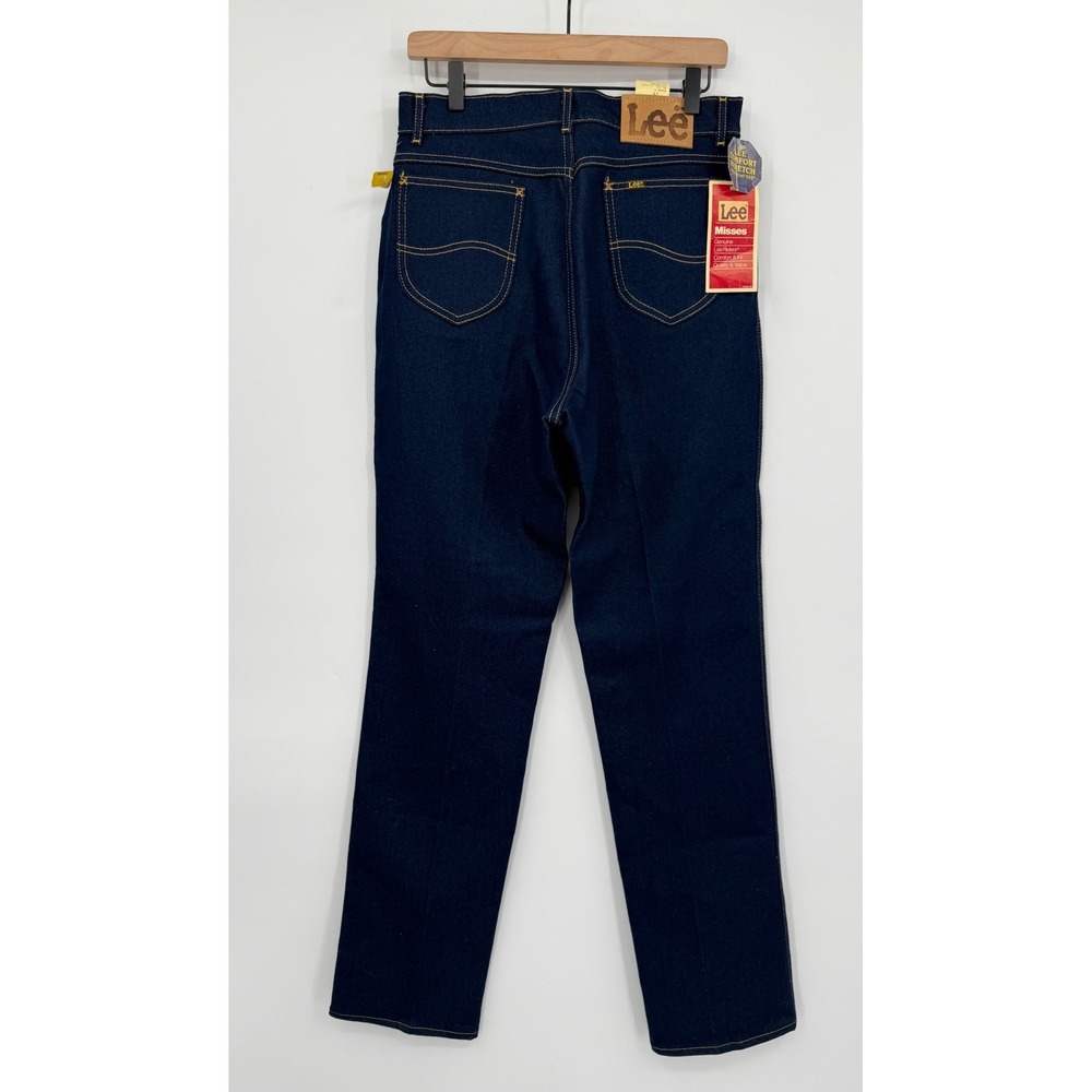 Vintage Lee Jeans Womens 16 Blue Dark Wash Union Deadstock Made USA 29x35 NEW - Picture 6 of 11